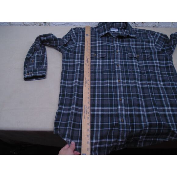 Carhartt Flannel Long Sleeve Shirt Mens XL Green Plaid Original Fit 100122-039 - Picture 8 of 11